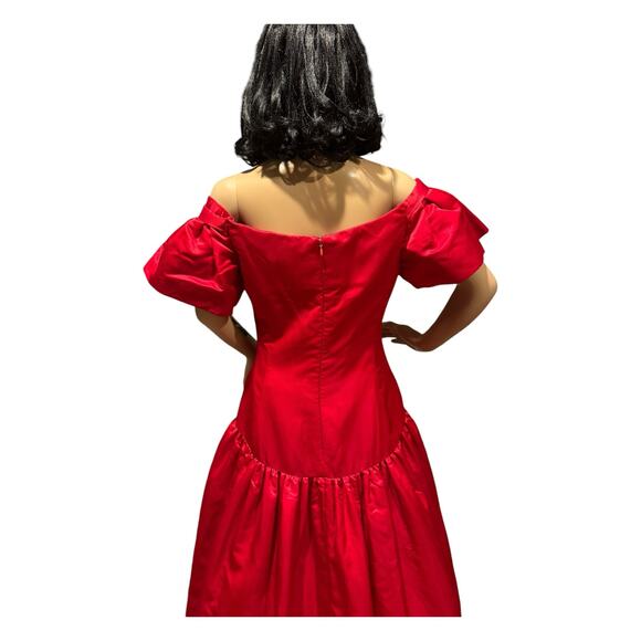 Sensational Scaasi 80's Red Off the Shoulder Formal Ball Gown Prom Dress size 10 - Picture 11 of 17